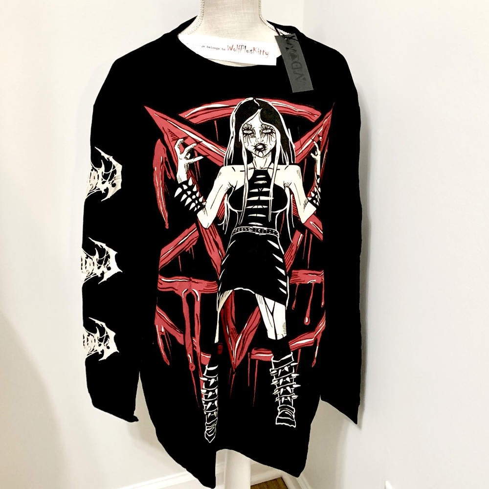Widow Dolls Kill Metal Goth Girl Long Sleeve Tee - Unisex M - NEW